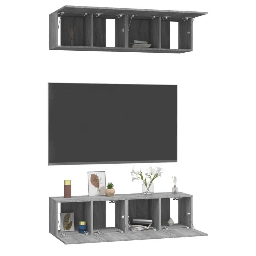 Tv-meubelen 4 st 60x30x30 cm bewerkt hout grijs sonoma eiken