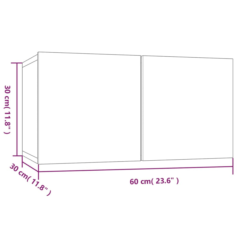 Tv-meubelen 4 st 60x30x30 cm bewerkt hout grijs sonoma eiken