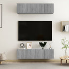 Tv-meubel 4 stuks 60x30x30 cm bewerkt hout grijs