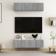 Tv-meubel 4 stuks 60x30x30 cm bewerkt hout grijs