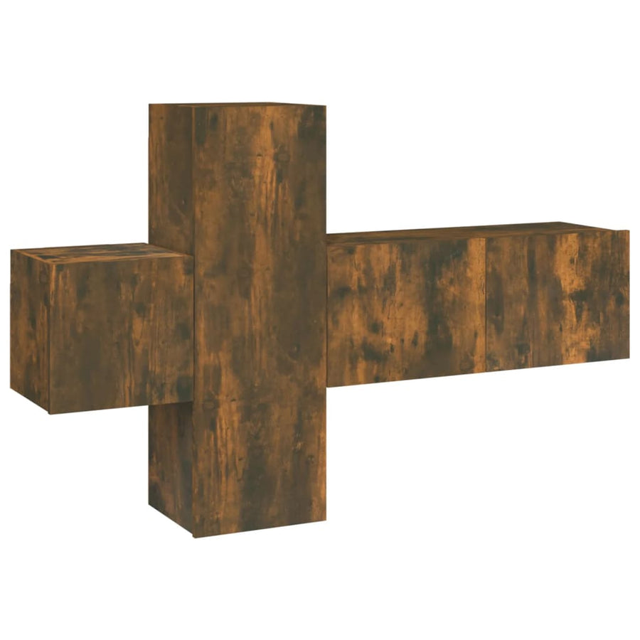 -Delige Tv-Meubelset Bewerkt Hout Kleurig 3 80 x 30 x 30 cm Gerookt eiken