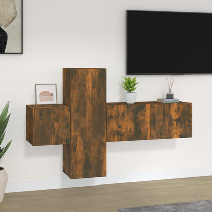 -Delige Tv-Meubelset Bewerkt Hout Kleurig 3 80 x 30 x 30 cm Gerookt eiken