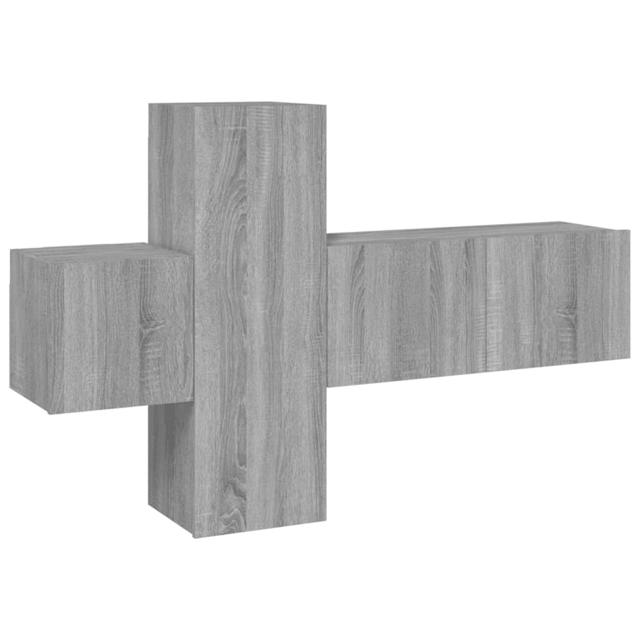 -Delige Tv-Meubelset Bewerkt Hout Eikenkleurig 3 80 x 30 x 30 cm Grijs sonoma