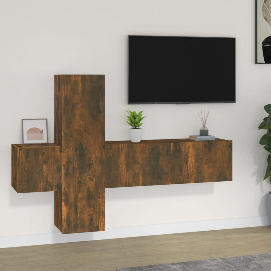 3-Delige Tv-Meubelset Bewerkt Hout Kleurig 3