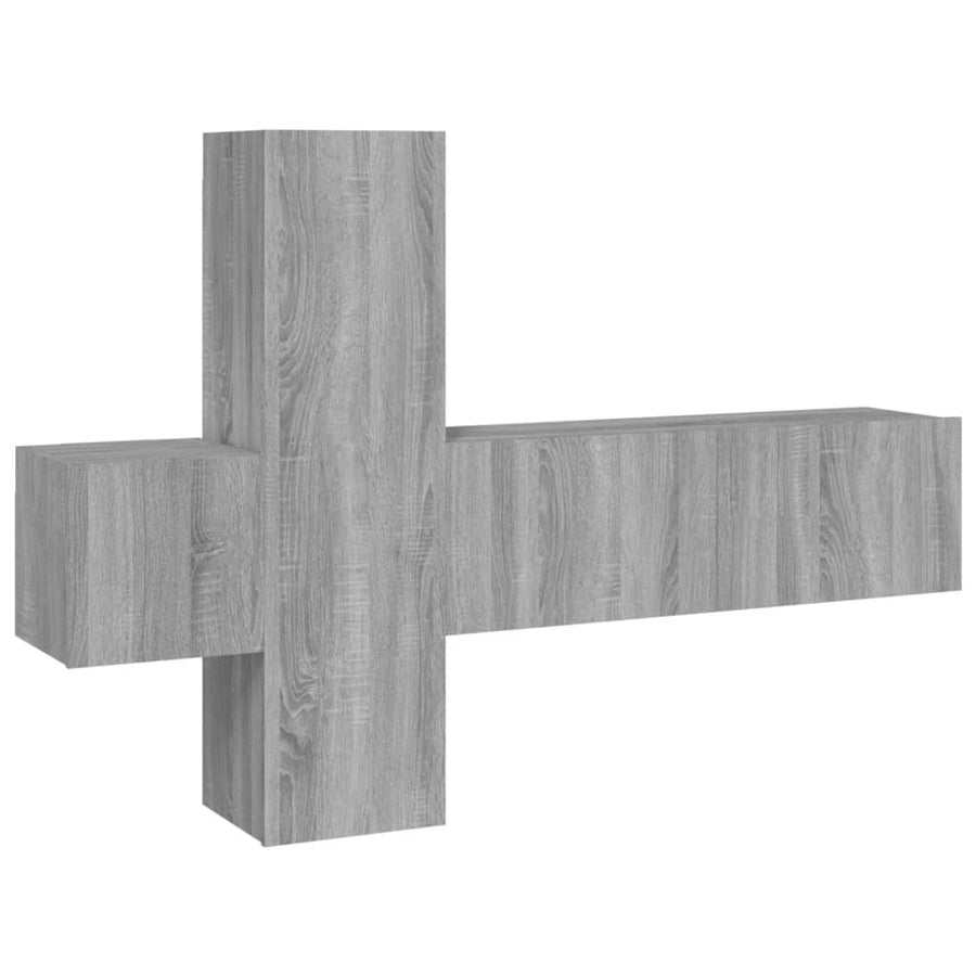 -Delige Tv-Meubelset Bewerkt Hout Eikenkleurig 3 100 x 30 x 30 cm Grijs sonoma