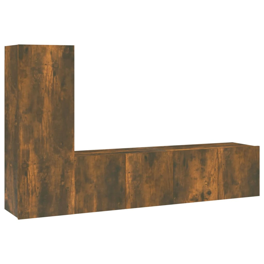 3-Delige Tv-Meubelset Bewerkt Hout Kleurig 60 x 30 x 30 cm Gerookt eiken