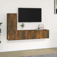 3-Delige Tv-Meubelset Bewerkt Hout Kleurig 60 x 30 x 30 cm Gerookt eiken