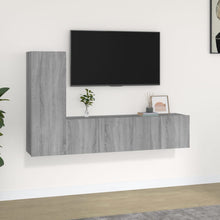 3-delige Tv-meubelset bewerkt hout grijs sonoma eikenkleurig