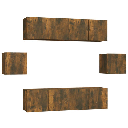 6-Delige Tv-Meubelset Bewerkt Hout Kleurig 60 cm
