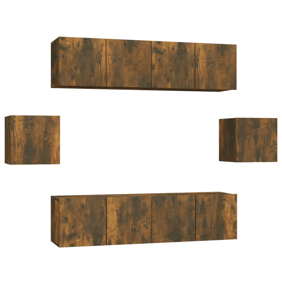 6-Delige Tv-Meubelset Bewerkt Hout Kleurig 60 cm