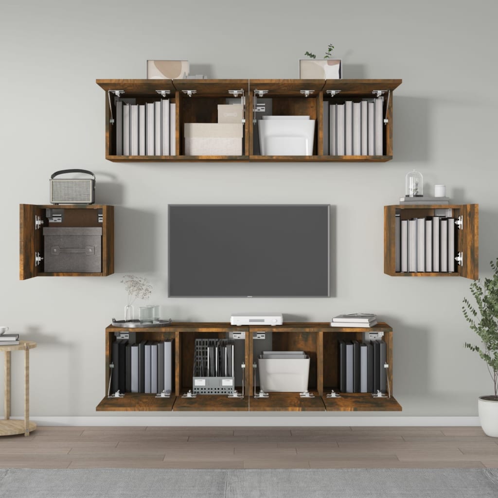 6-Delige Tv-Meubelset Bewerkt Hout Kleurig 60 cm