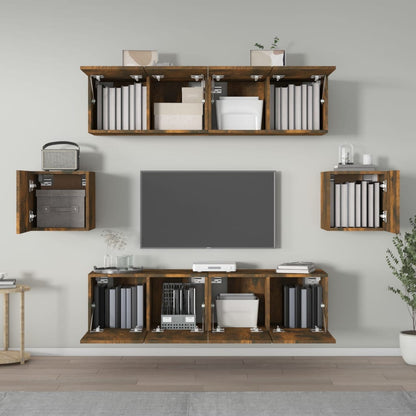6-Delige Tv-Meubelset Bewerkt Hout Kleurig 60 cm