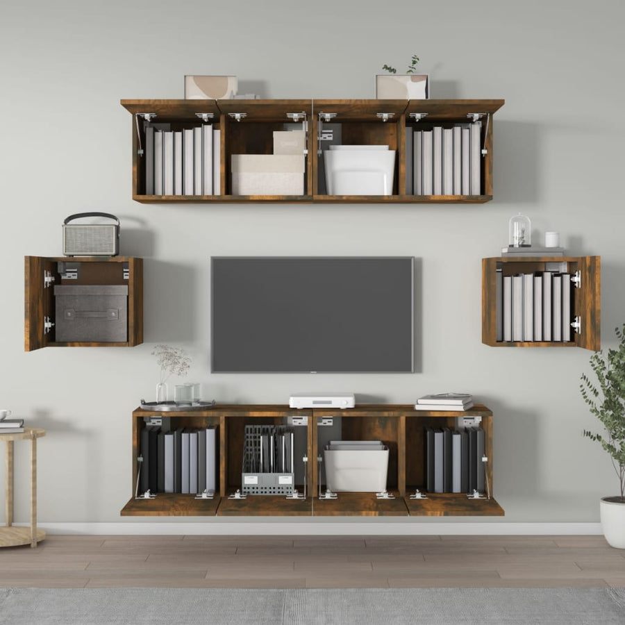 6-Delige Tv-Meubelset Bewerkt Hout Kleurig 60 cm