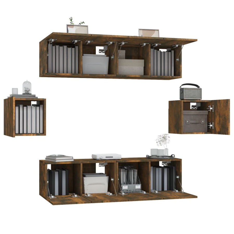 6-Delige Tv-Meubelset Bewerkt Hout Kleurig 60 cm
