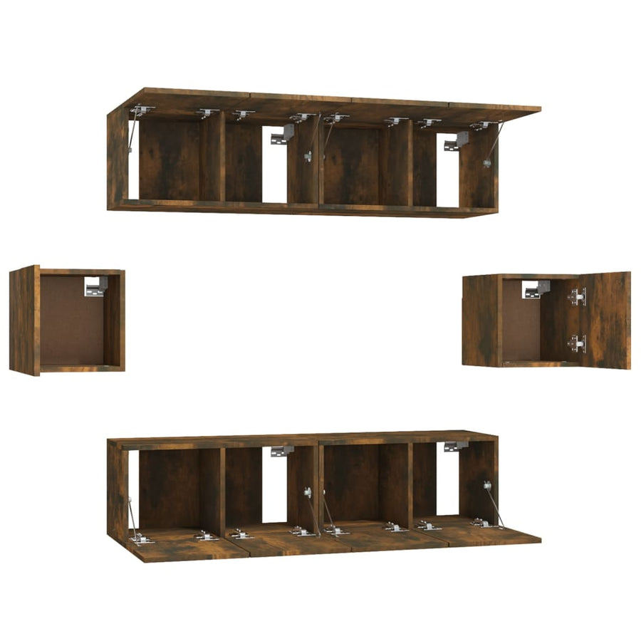 6-Delige Tv-Meubelset Bewerkt Hout Kleurig 60 cm