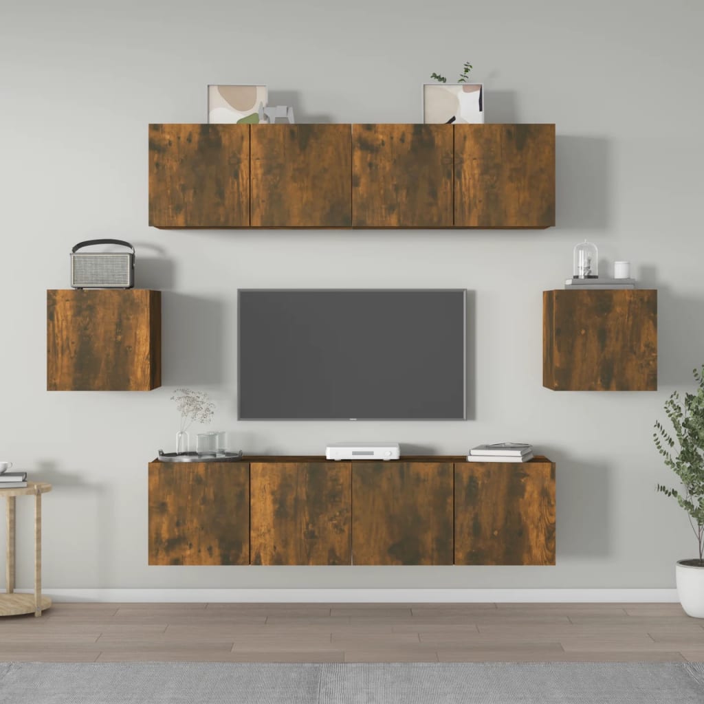 6-Delige Tv-Meubelset Bewerkt Hout Kleurig 60 cm