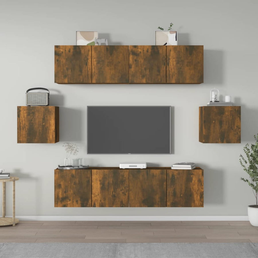 6-Delige Tv-Meubelset Bewerkt Hout Kleurig 60 cm
