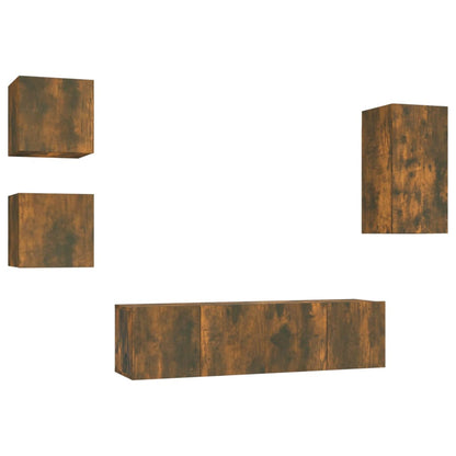 5-Delige Tv-Meubelset Bewerkt Hout Kleurig 60 cm