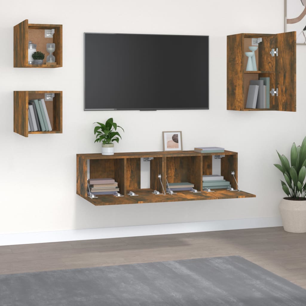 5-Delige Tv-Meubelset Bewerkt Hout Kleurig 60 cm