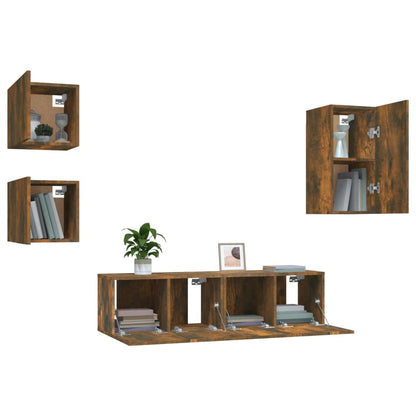 5-Delige Tv-Meubelset Bewerkt Hout Kleurig 60 cm