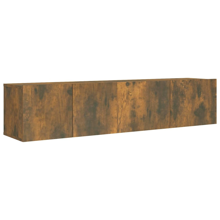 2-delige Tv-meubelset bewerkt hout gerookt eikenkleurig 2 60/80 x 30 x 30 cm Gerookt eiken