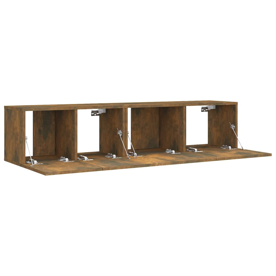 2-delige Tv-meubelset bewerkt hout gerookt eikenkleurig 2 60/80 x 30 x 30 cm Gerookt eiken