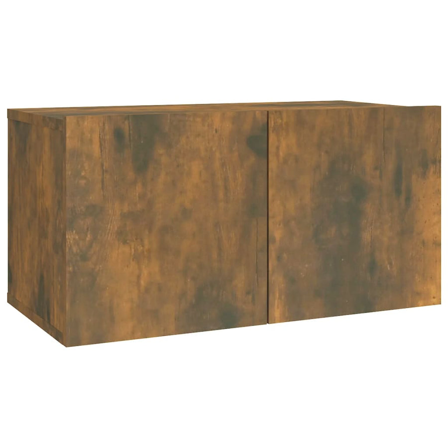 2-delige Tv-meubelset bewerkt hout gerookt eikenkleurig 2 60/80 x 30 x 30 cm Gerookt eiken