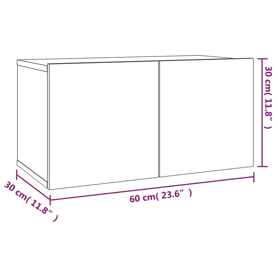 2-delige Tv-meubelset bewerkt hout gerookt eikenkleurig 2 60/80 x 30 x 30 cm Gerookt eiken