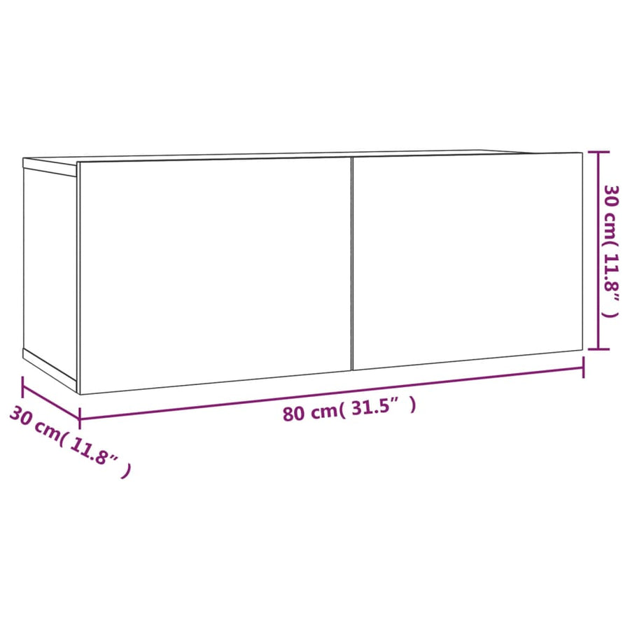 2-delige Tv-meubelset bewerkt hout gerookt eikenkleurig 2 60/80 x 30 x 30 cm Gerookt eiken