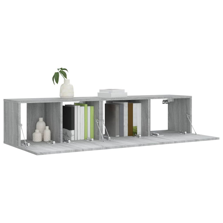-Delige Tv-Meubelset Bewerkt Hout Eikenkleurig 2 60/80 x 30 x 30 cm Grijs sonoma