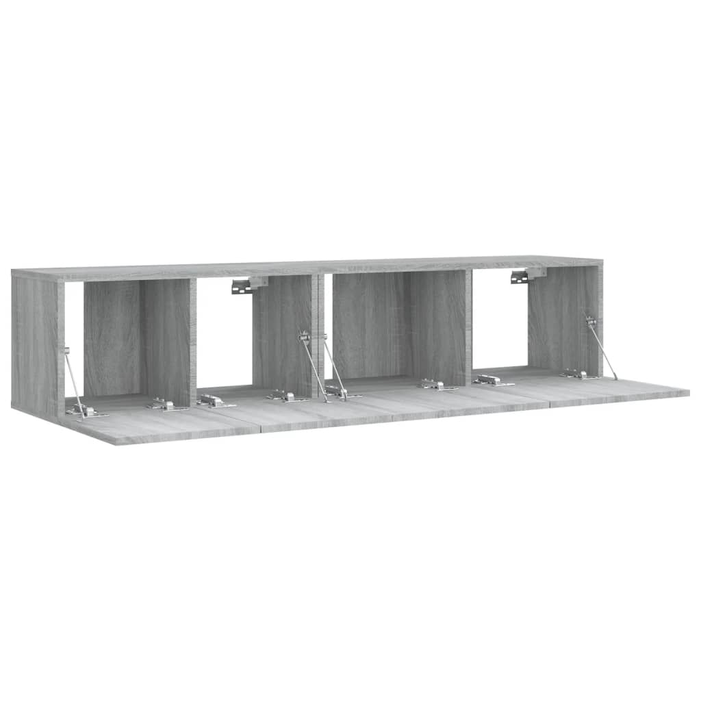 -Delige Tv-Meubelset Bewerkt Hout Eikenkleurig 2 60/80 x 30 x 30 cm Grijs sonoma