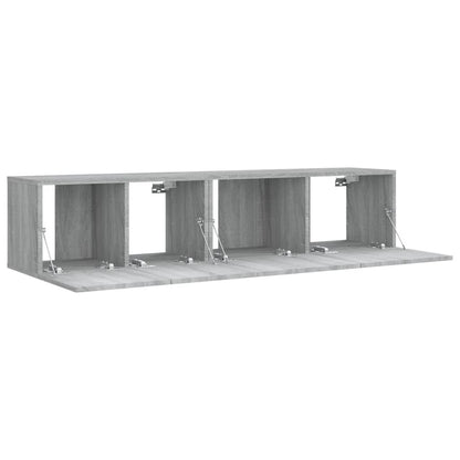 -Delige Tv-Meubelset Bewerkt Hout Eikenkleurig 2 60/80 x 30 x 30 cm Grijs sonoma