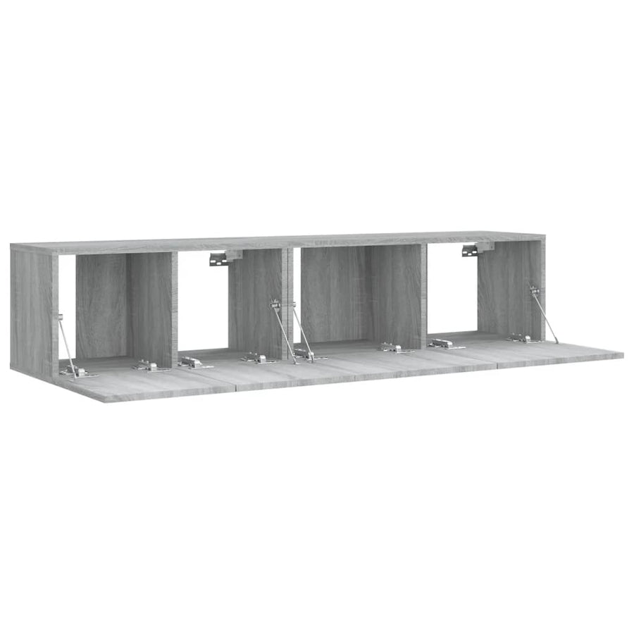 -Delige Tv-Meubelset Bewerkt Hout Eikenkleurig 2 60/80 x 30 x 30 cm Grijs sonoma