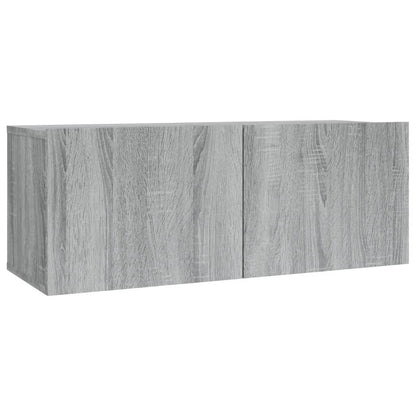 -Delige Tv-Meubelset Bewerkt Hout Eikenkleurig 2 60/80 x 30 x 30 cm Grijs sonoma