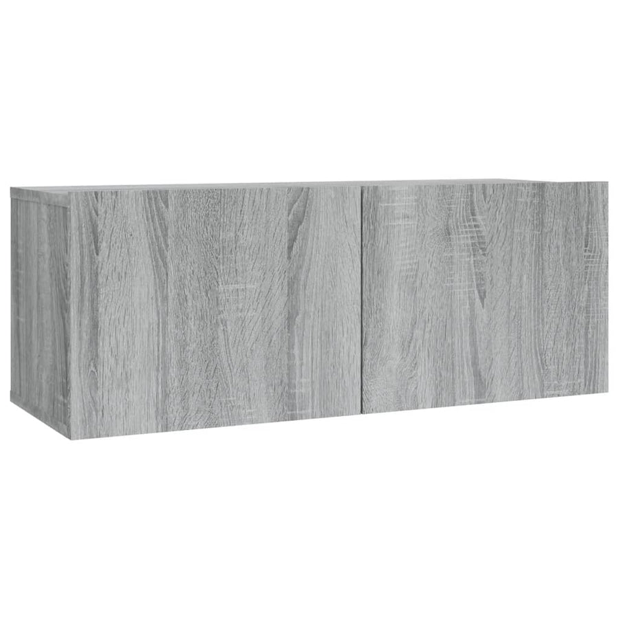 -Delige Tv-Meubelset Bewerkt Hout Eikenkleurig 2 60/80 x 30 x 30 cm Grijs sonoma