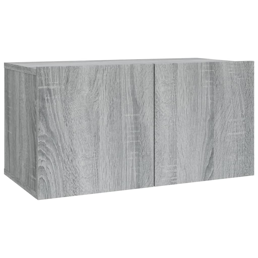 -Delige Tv-Meubelset Bewerkt Hout Eikenkleurig 2 60/80 x 30 x 30 cm Grijs sonoma
