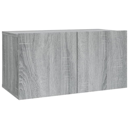 -Delige Tv-Meubelset Bewerkt Hout Eikenkleurig 2 60/80 x 30 x 30 cm Grijs sonoma