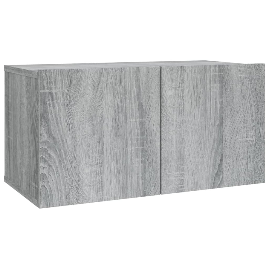 -Delige Tv-Meubelset Bewerkt Hout Eikenkleurig 2 60/80 x 30 x 30 cm Grijs sonoma
