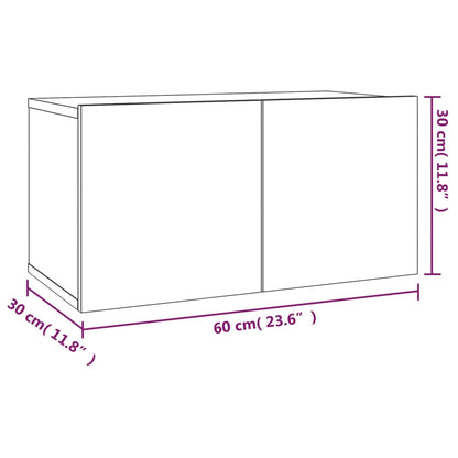 -Delige Tv-Meubelset Bewerkt Hout Eikenkleurig 2 60/80 x 30 x 30 cm Grijs sonoma