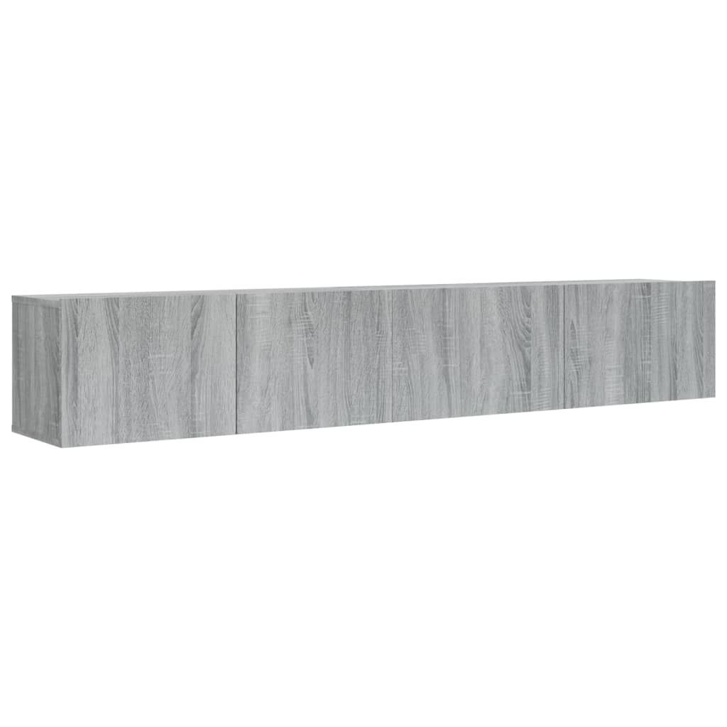 -Delige Tv-Meubelset Bewerkt Hout Eikenkleurig 2 80/100 x 30 x 30 cm Grijs sonoma