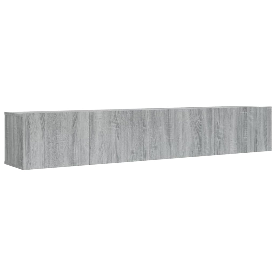 -Delige Tv-Meubelset Bewerkt Hout Eikenkleurig 2 80/100 x 30 x 30 cm Grijs sonoma
