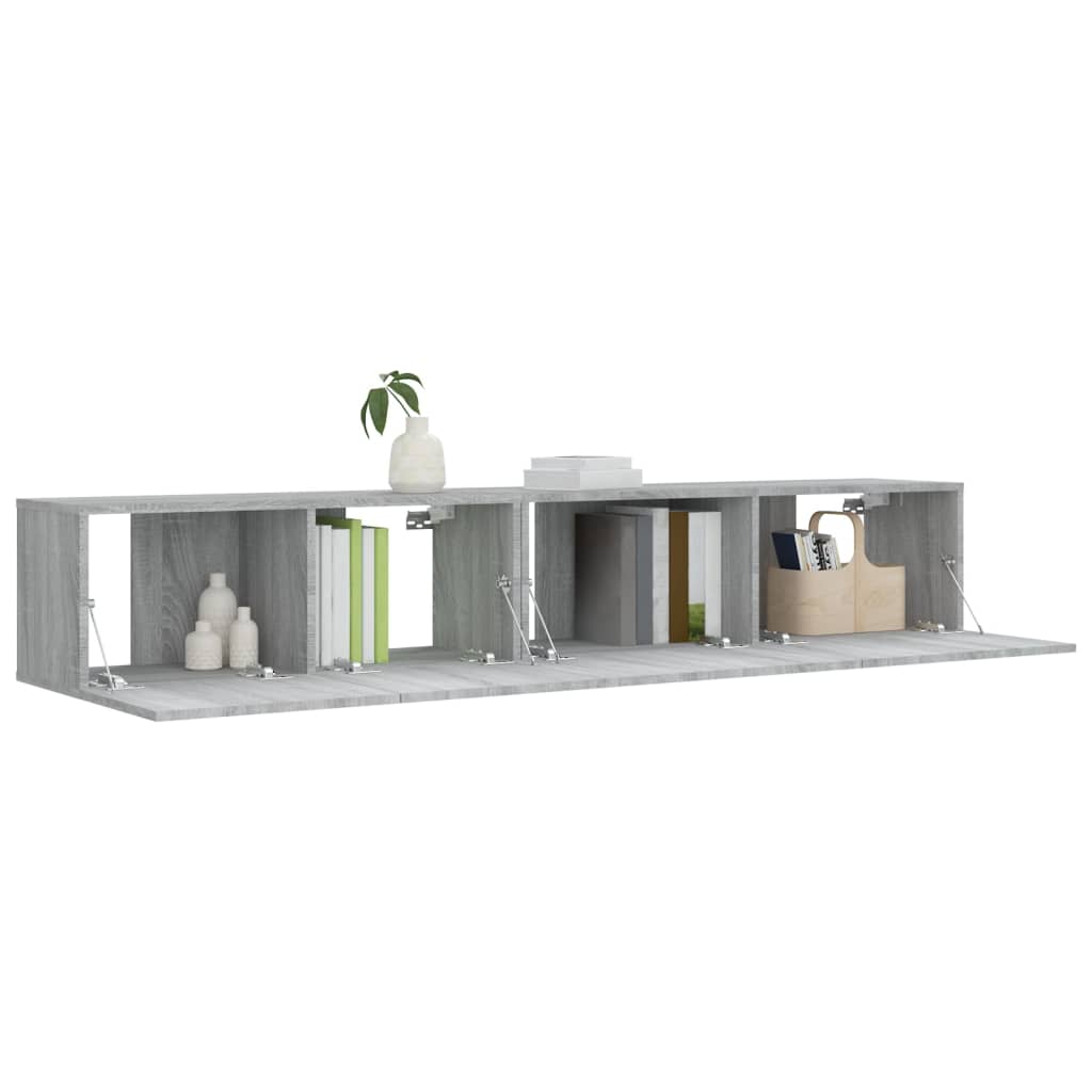 -Delige Tv-Meubelset Bewerkt Hout Eikenkleurig 2 80/100 x 30 x 30 cm Grijs sonoma