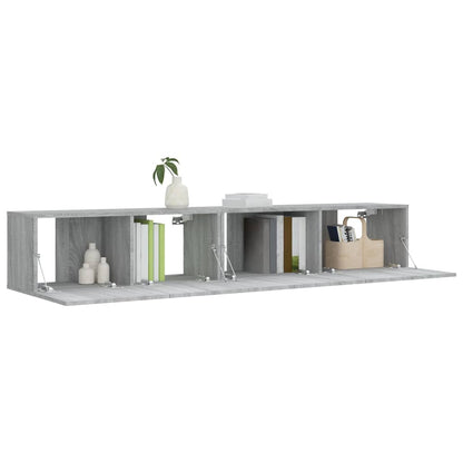-Delige Tv-Meubelset Bewerkt Hout Eikenkleurig 2 80/100 x 30 x 30 cm Grijs sonoma