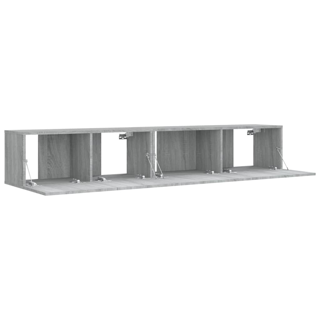 -Delige Tv-Meubelset Bewerkt Hout Eikenkleurig 2 80/100 x 30 x 30 cm Grijs sonoma