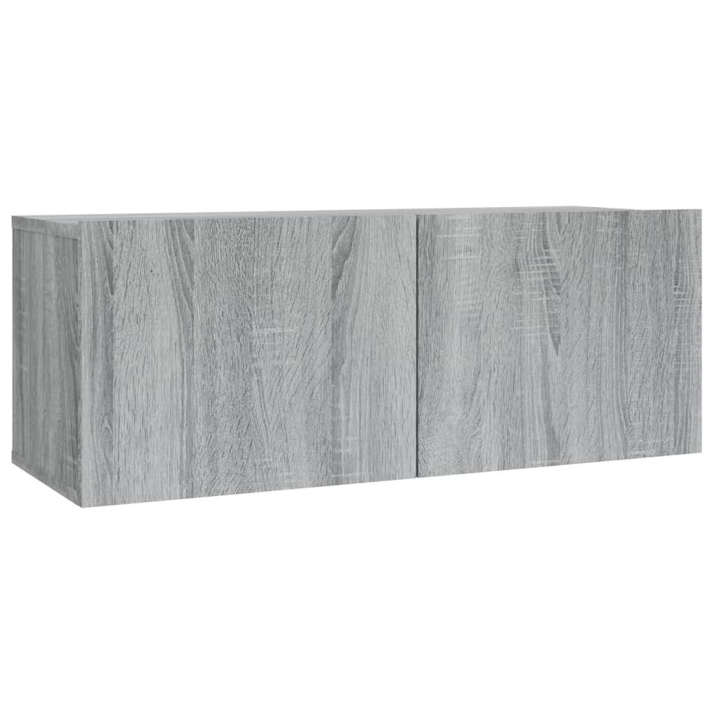 -Delige Tv-Meubelset Bewerkt Hout Eikenkleurig 2 80/100 x 30 x 30 cm Grijs sonoma