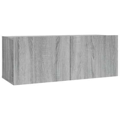 -Delige Tv-Meubelset Bewerkt Hout Eikenkleurig 2 80/100 x 30 x 30 cm Grijs sonoma