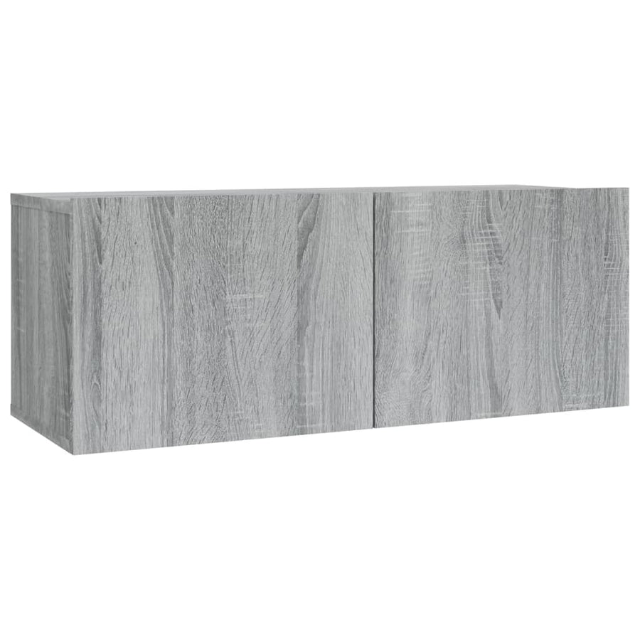 -Delige Tv-Meubelset Bewerkt Hout Eikenkleurig 2 80/100 x 30 x 30 cm Grijs sonoma