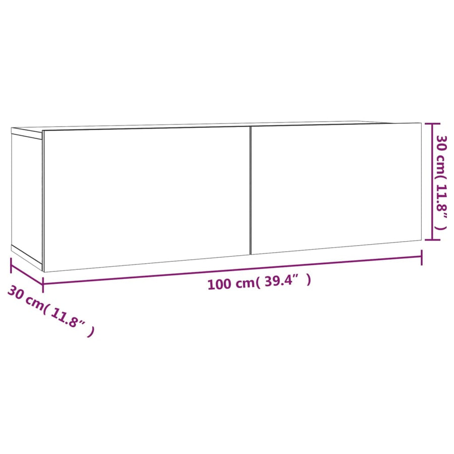 -Delige Tv-Meubelset Bewerkt Hout Eikenkleurig 2 80/100 x 30 x 30 cm Grijs sonoma