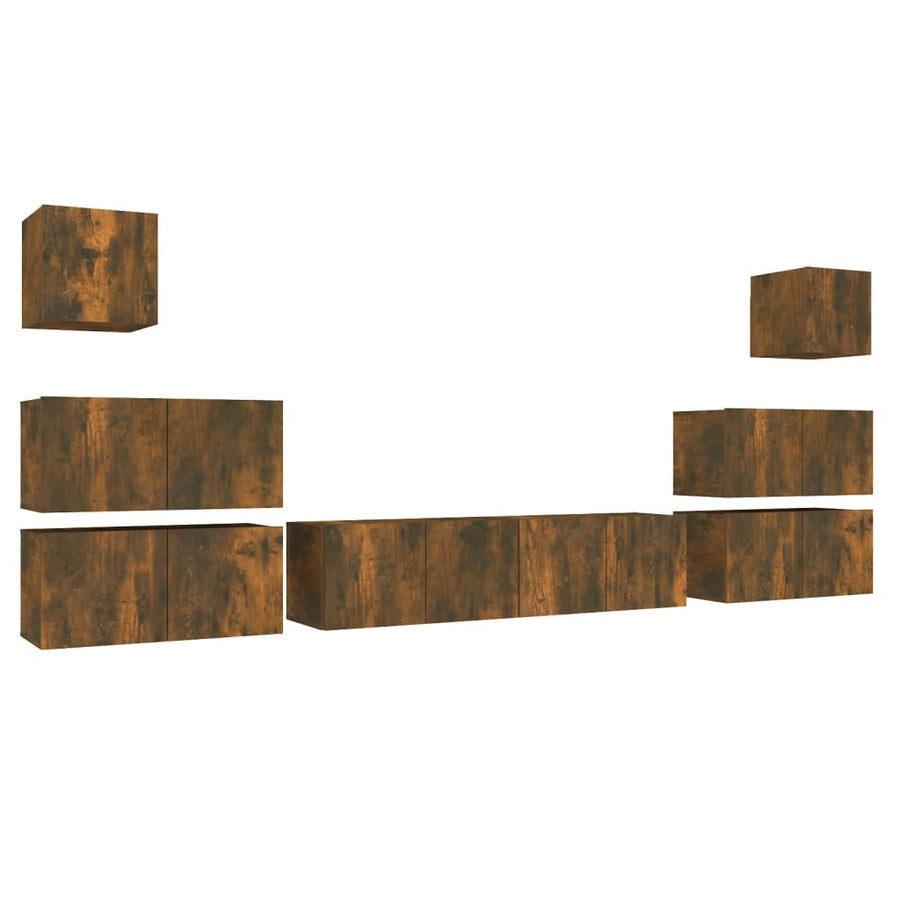 8-Delige Tv-Meubelset Bewerkt Hout Kleurig 8