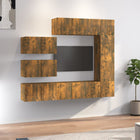 8-piece TV cabinet set, engineered wood, smoked oak-colored